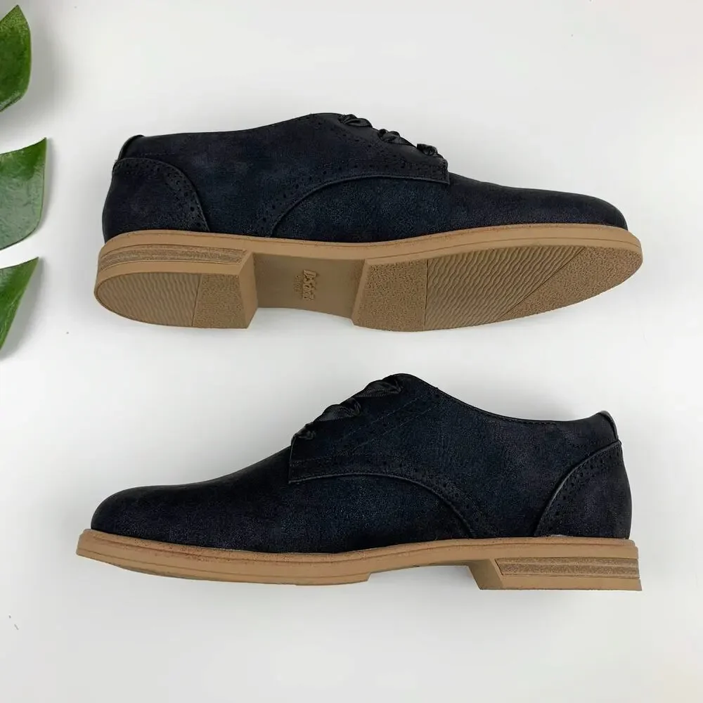 Dr Scholls Hello Oxford Comfort Shoes Black Faux Leather Lace Up Women's 6.5_8